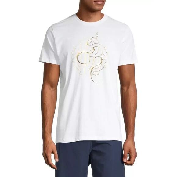 Roberto Cavalli T Shirt Mens Large White Monogram Snake Casual Comfort Retro - Picture 9 of 9